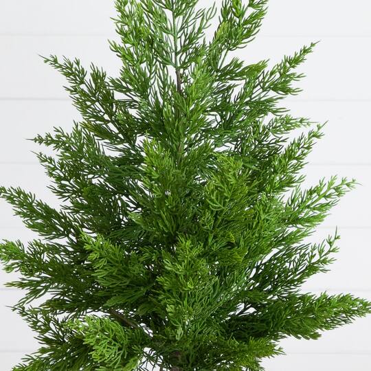 Nearly Natural 28" Artificial Real Touch Christmas Spruce Pine in White Decorative Planter